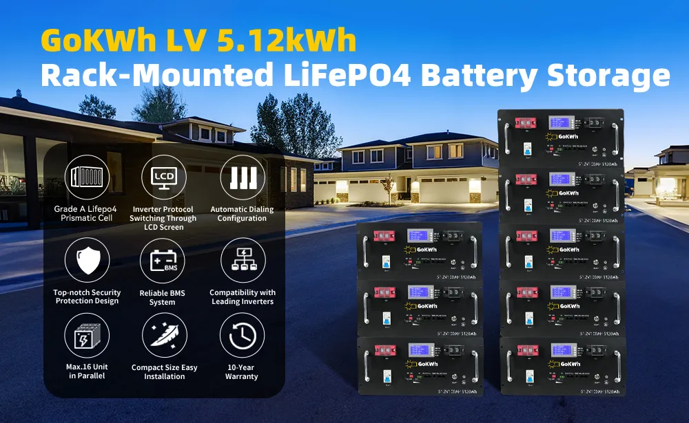 Detail- GoKWh 51.2V 100Ah 5.1kWh LiFePO4 LV Rack-mounted Home Battery Storage