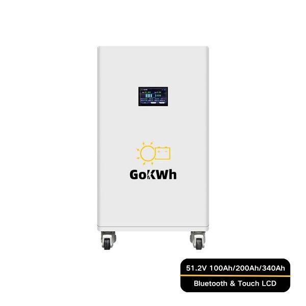 GoKWh 51.2V 100Ah 280Ah 340Ah Wheel-Mounted  LiFePO4 Battery Storage Series with Bluetooth & LCD