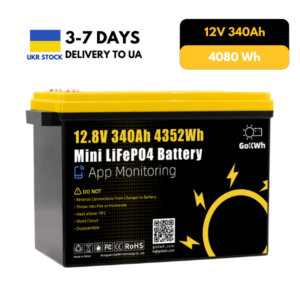 GoKWh 12V 340Ah LiFePO4 Battery, Built‑in 200A Bluetooth BMS, 8000+ Cycles Deep Cycle Lithium Battery for RV Solar Marine Off‑Grid – Fast Delivery from Ukraine Stock